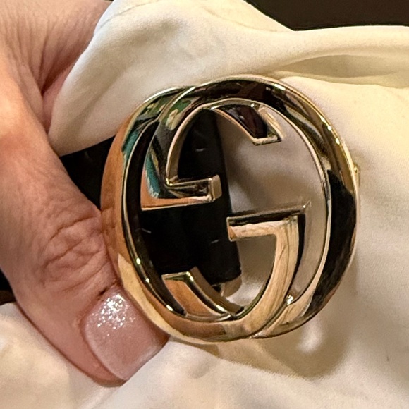 Gucci  VGUC Guccissima Leather Interlocking G Buckle Belt in Black size 80/32 - Picture 9 of 15